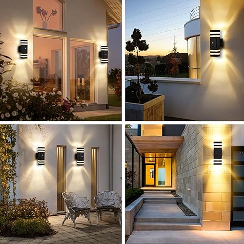 Miniatura 7 de Lámpara de pared al aire libre del anochecer al amanecer, luces de porche arriba y abajo, montaje en pared al aire libre, lámpara exterior