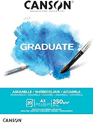 CANSON Graduate Aquarela, Papel para Aquarela em Bloco, Tamanho A3