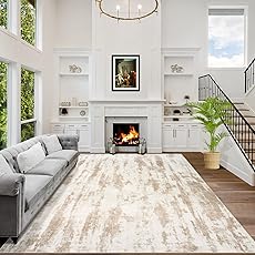 4x6 Area Rugs Washable Rug: Modern Abstract Living Room Rug Soft Anti-Skid Thin Carpet Indoor Floor Non-Shedding Carpets for Bedroom Dining Room Farmhouse Nursery Home Office - Grey Brown