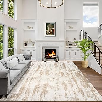4x6 Area Rugs Washable Rug: Modern Abstract Living Room Rug Soft Anti-Skid Thin Carpet Indoor Floor Non-Shedding Carpets for Bedroom Dining Room Farmhouse Nursery Home Office - Grey Brown