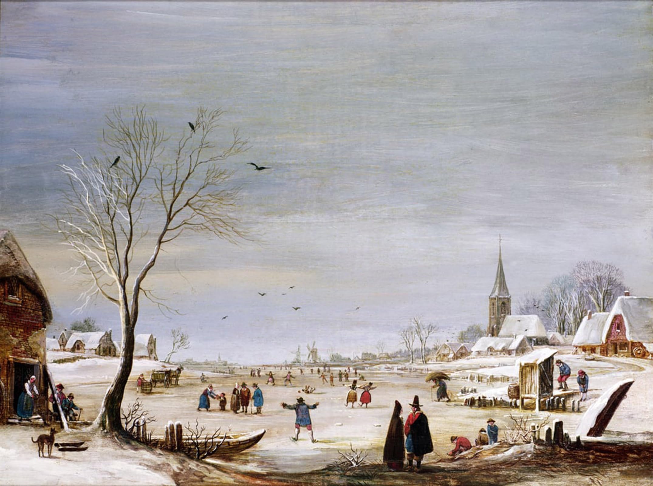 ARTXLXXBN Famous Painting Canvas Artwork Graffiti Print Winter Landscape by Aert Van Der Neer Portrait Canvas Image for Home Decor 60x90cm
