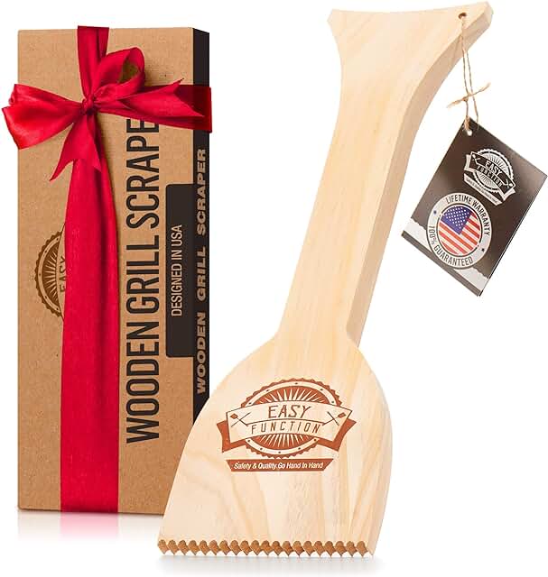 Easy Function Wood Grill Scraper - Wooden BBQ Grill Brush Cleaner Alternative - Enjoy Safe & Bristle Free Barbecue