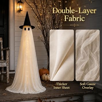Halloween Decorations Outdoor 3 Pack Lighted Ghost-Family with Timer Remote