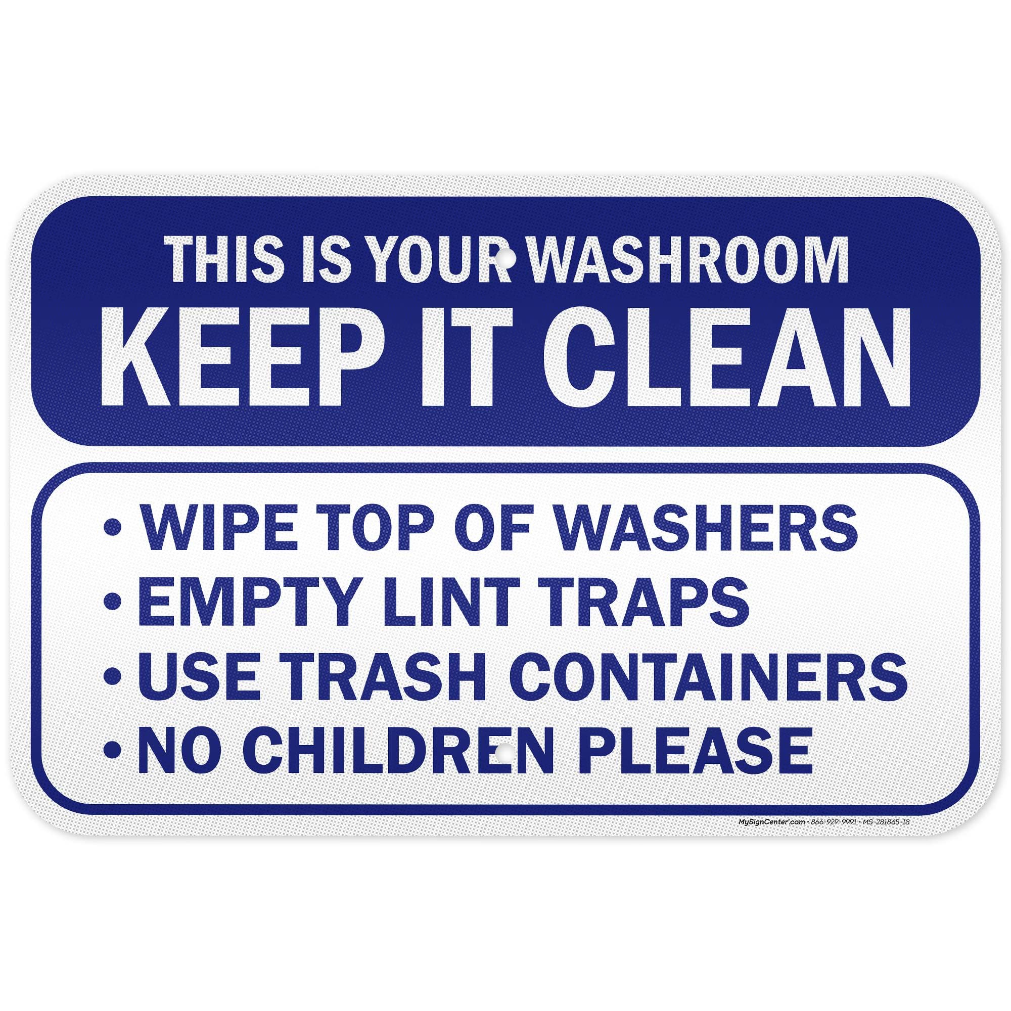Washroom Maintenance Notice Sign for Laundry Room, 12x8 inch