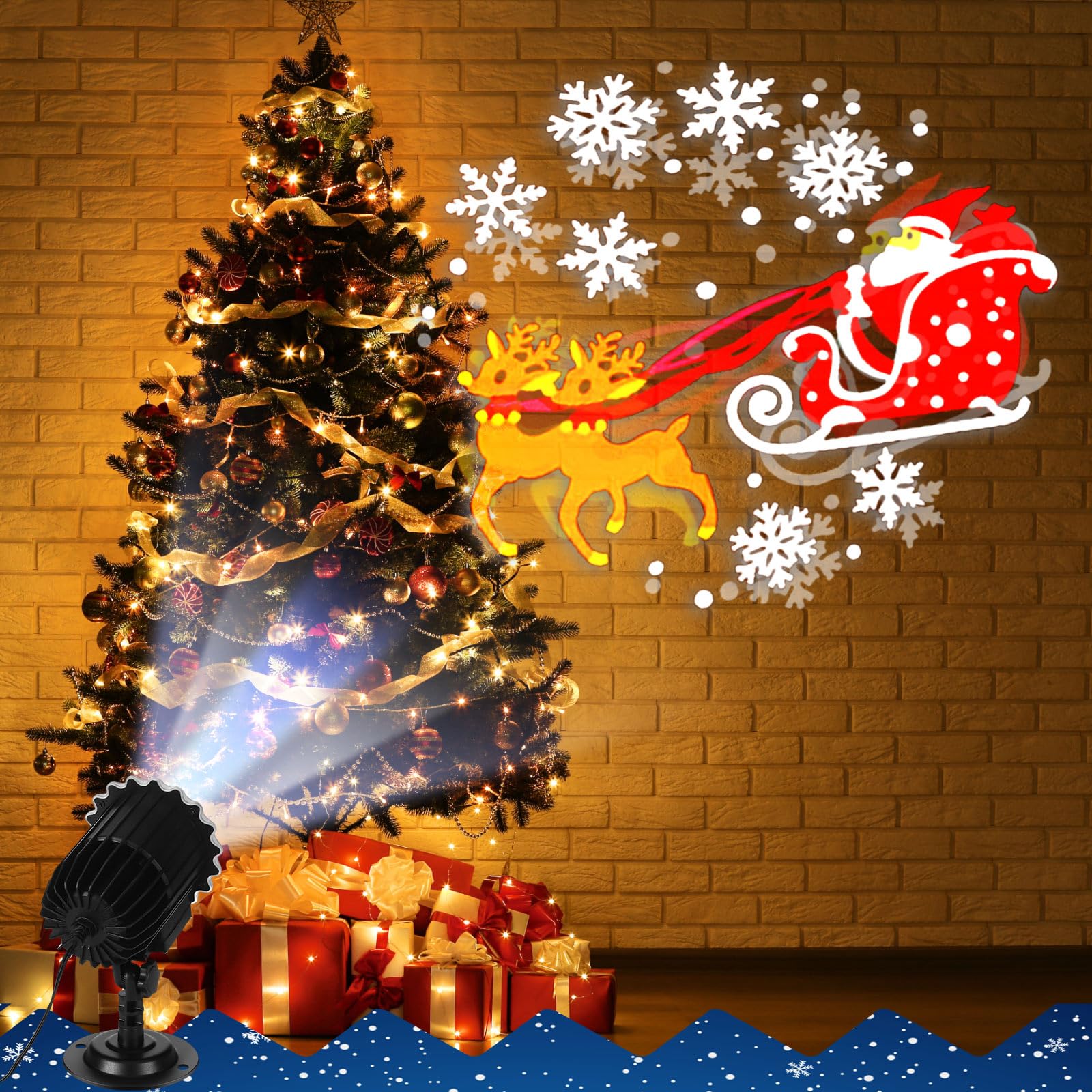 LED-Projektorleuchten für den Außenbereich, Weihnachtsmann auf Schlitten, dynamisch, wasserdicht, für den Innen- und Außenbereich, für Landschaftsgarten, Hof, Party