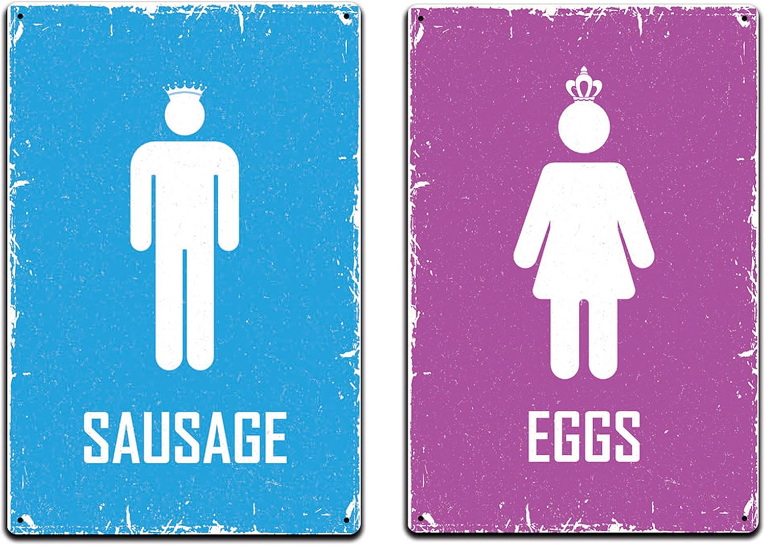 2 Pack Tin Signs Bathroom Restroom Décor Metal Sign 12 x 8 in. for Office, Bar