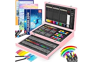 iBayam Deluxe Wooden 150-Piece Arts and Crafts Premium Kit with Coloring Pages