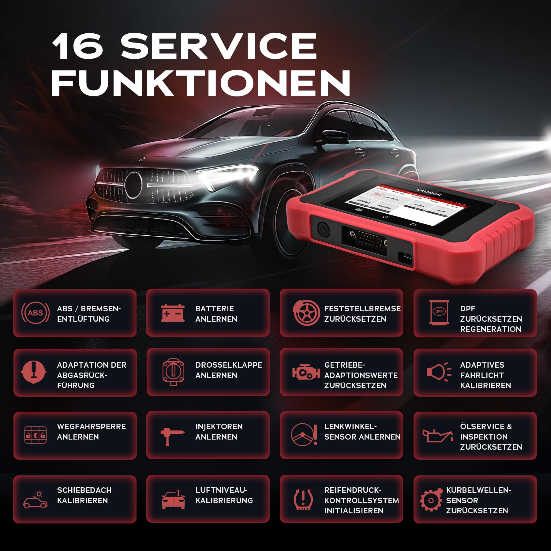 LAUNCH Creader Elite X OBD2 Diagnosegerät, DoIP & CAN FD (mit Adapter), Alle Systeme & 16 Service Funktionen für 1 Marke, Aktuatortests, Codierung, AutoVIN,11 Sprachen, Diagnosebericht,Creader Elite X