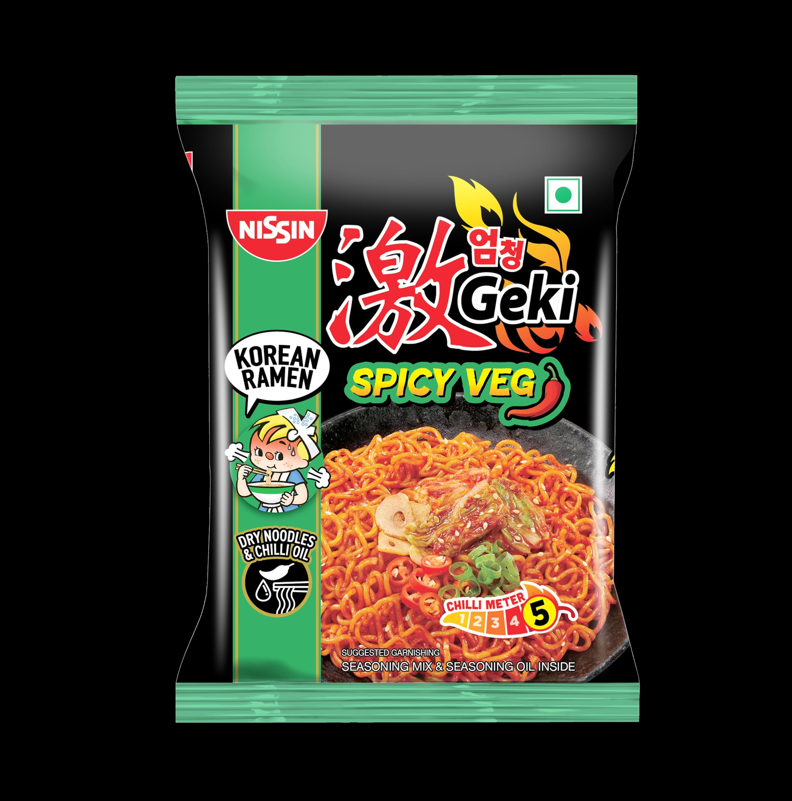 Nissin Geki Korean Ramen Spicy Veg Instant Noodles, 80gm