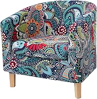 Vista 8 de hyha Slipover - Silla de bañera estampada de 2 piezas con funda de cojín, funda elástica extraíble para silla de club IKEA Tullsta, protector