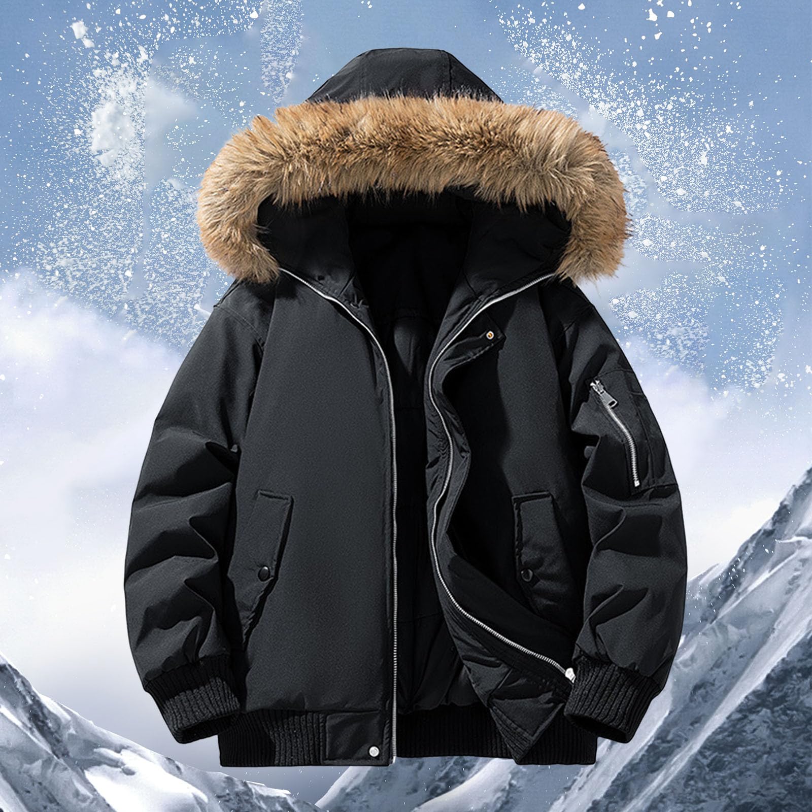 Chaqueta polar para hombre con cremallera y chaqueta de senderismo para hombre con capucha cómoda capa de invierno para clima frío y cortavientos ideal para aventuras al aire libre Casual Chaqueta