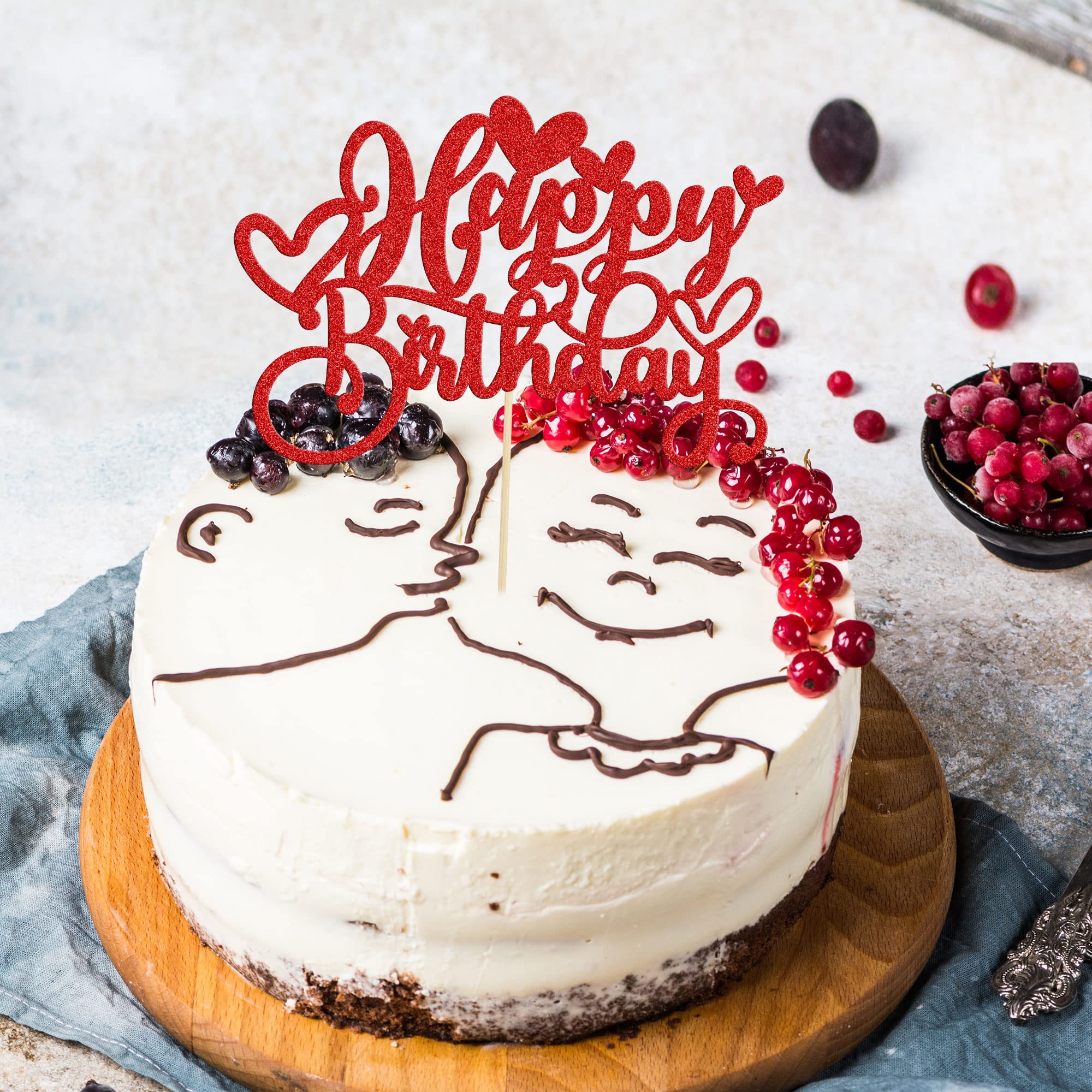 Amazon.com: Gyufise 1Pc Love Heart Happy Birthday Cake Topper Red