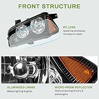 Vista 4 de AUTOSAVER88 Conjunto de faros delanteros compatible con Dodge Charger 2006-2010, carcasa negra, reflector ámbar con luces de señal de esquina