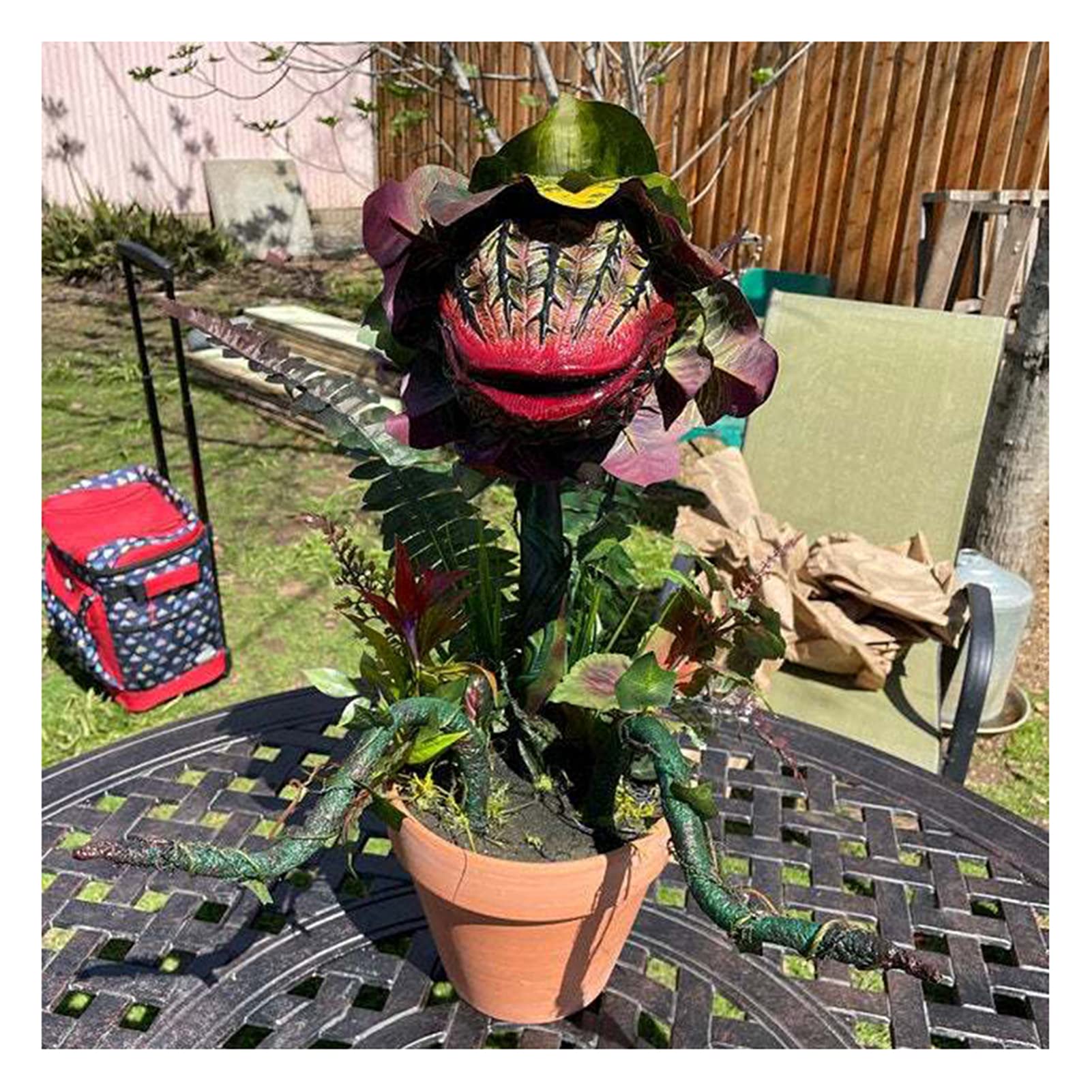 Zhaoying Green Piranha Flower Replica Movie Prop Yard Resin Ornaments,Little Shop Of Horrors Halloween Decoration