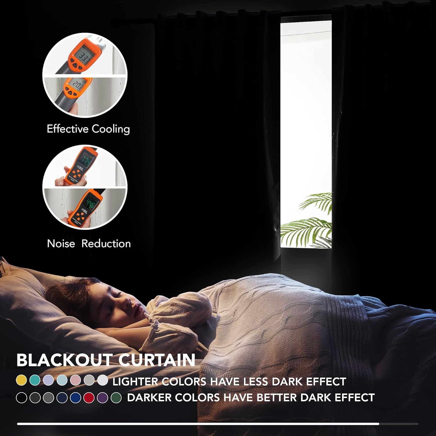 Deconovo Blackout Back Tab Curtains with Geometric Pattern, Room Darkening, Heat Blocking, Energy Saving Drapes for Bedroom, Living Room, 2 Panels, White, 42W x 63L Inch, Wave Dots