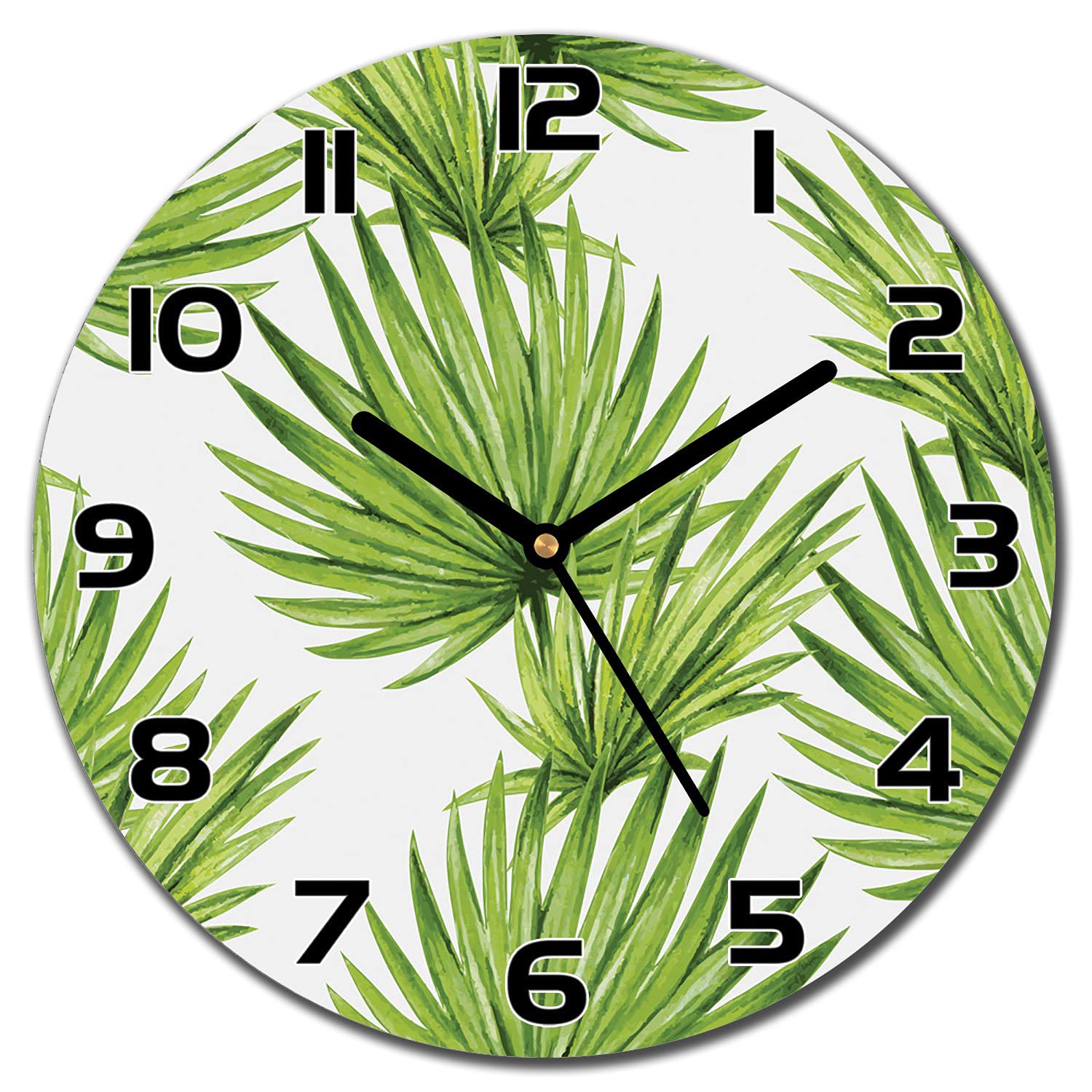 Horloge en verre murale cuisine salon 30 cm aiguilles noires