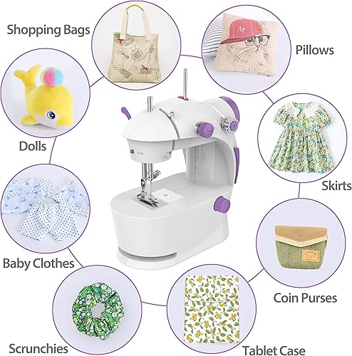 Miniatura 5 de Máquina de coser para principiantes con pespunte, nueva mini máquina de coser con protector de dedos 2023, pequeña máquina de coser con kits de