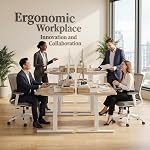 Grandder 47 * 24 Inch Electric Standing Desk with Two Drawers, Sit to Stand Up Height Adjustable Desk with Storage Shelf for Home Office, Study, Ergonomic Adjustable Computer Desk, Oak