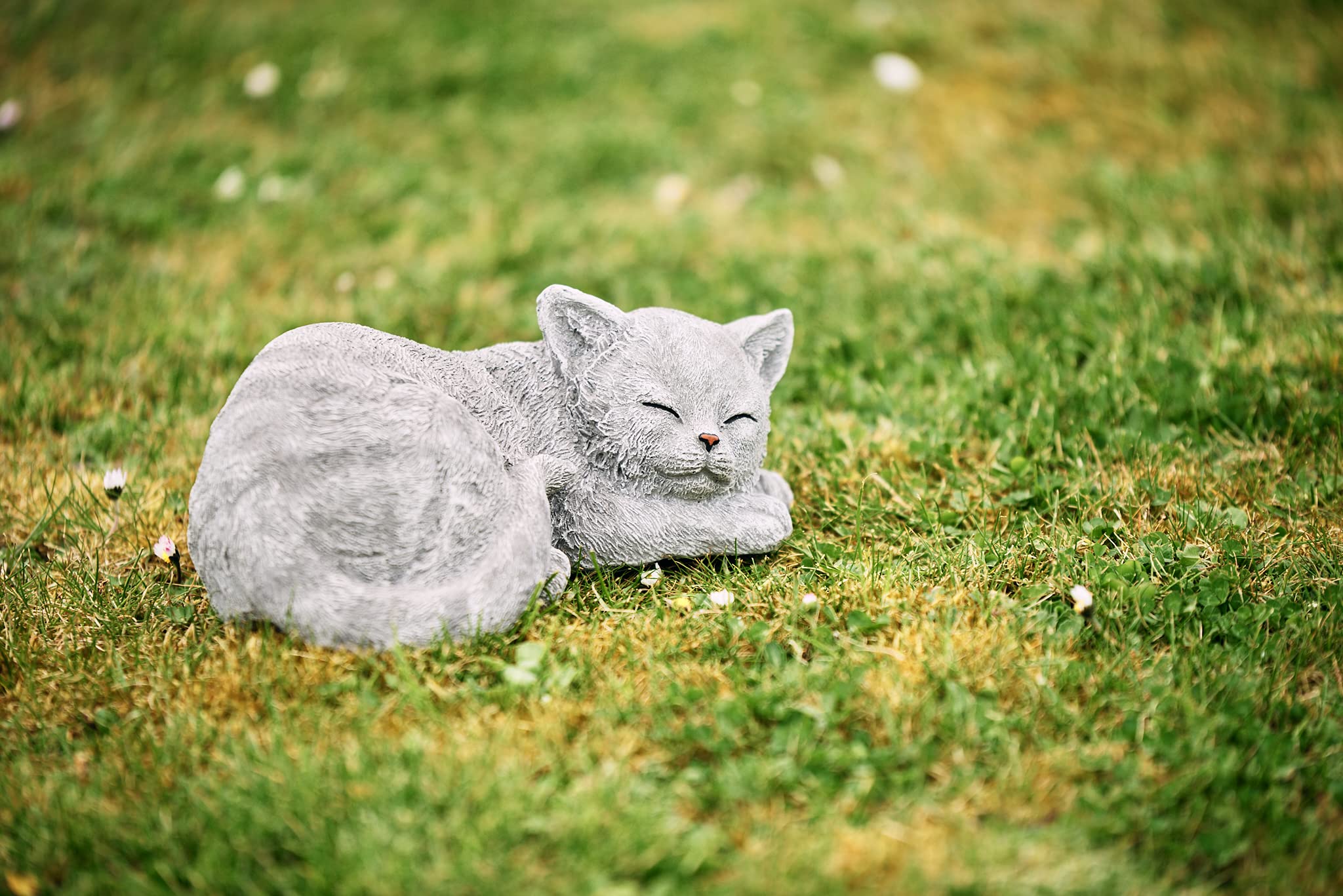 stoneandstyle Statua in pietra, Gatto in pietra, fatto a mano, resistente al gelo