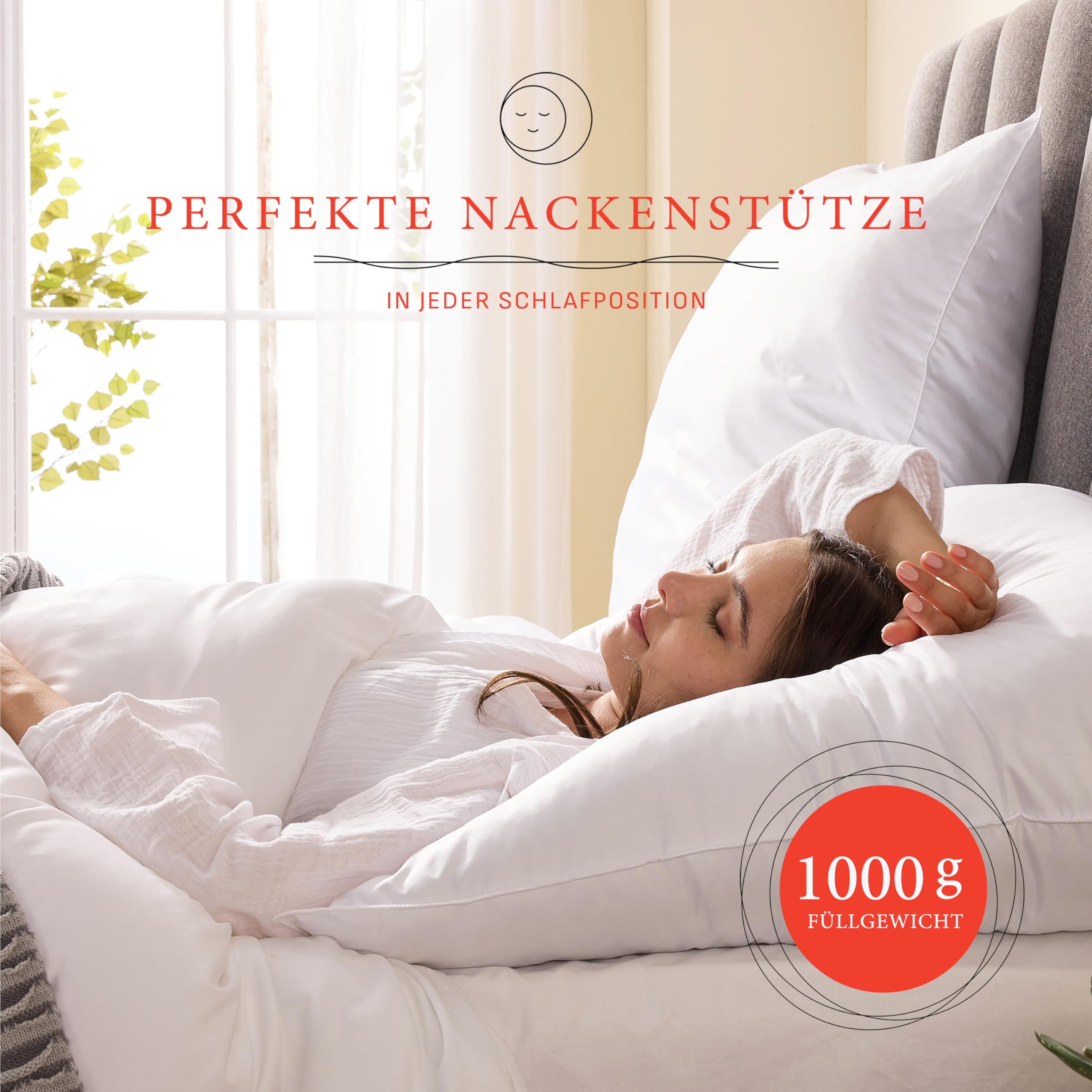 Pullman Kopfkissen 80x80 cm – 2er Set Hotelqualität Mikrofaser Kissen für Nackenschmerzen, Bequemes Allergiker Schlafkissen mit 1000 g Füllmaterial, Oeko-Tex zertifiziertes Bett Kissen (80 x 80)
