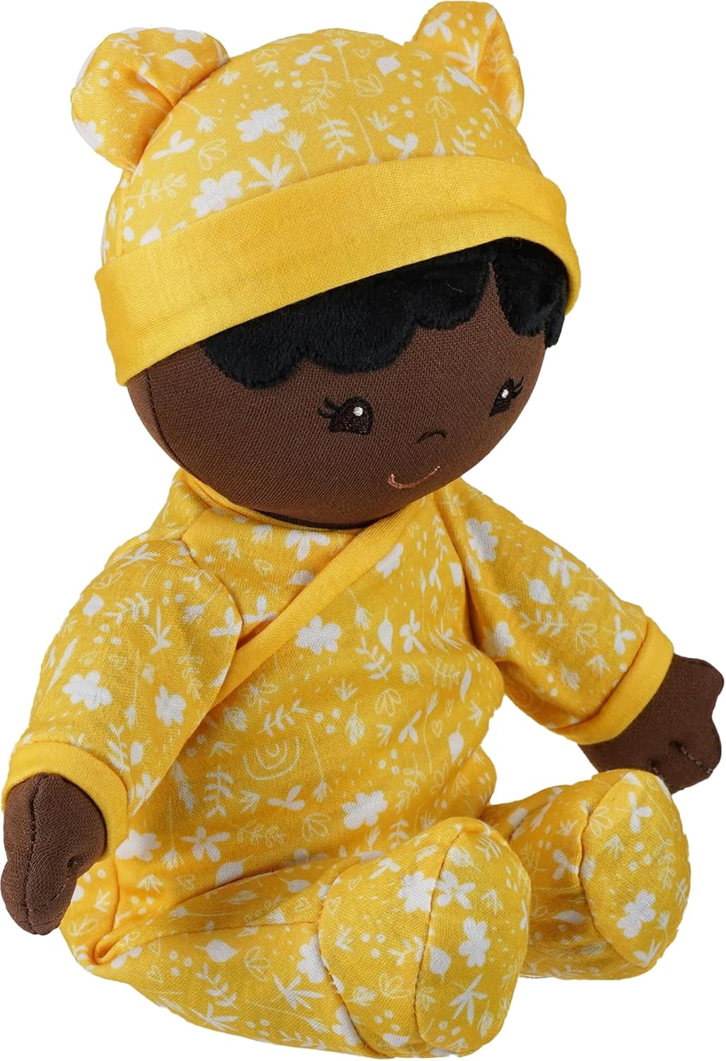 Baby Doll Toys for Girls African American 12 Inch Plush Stuffed Animal Flower Pajamas Personalized with Custom Name