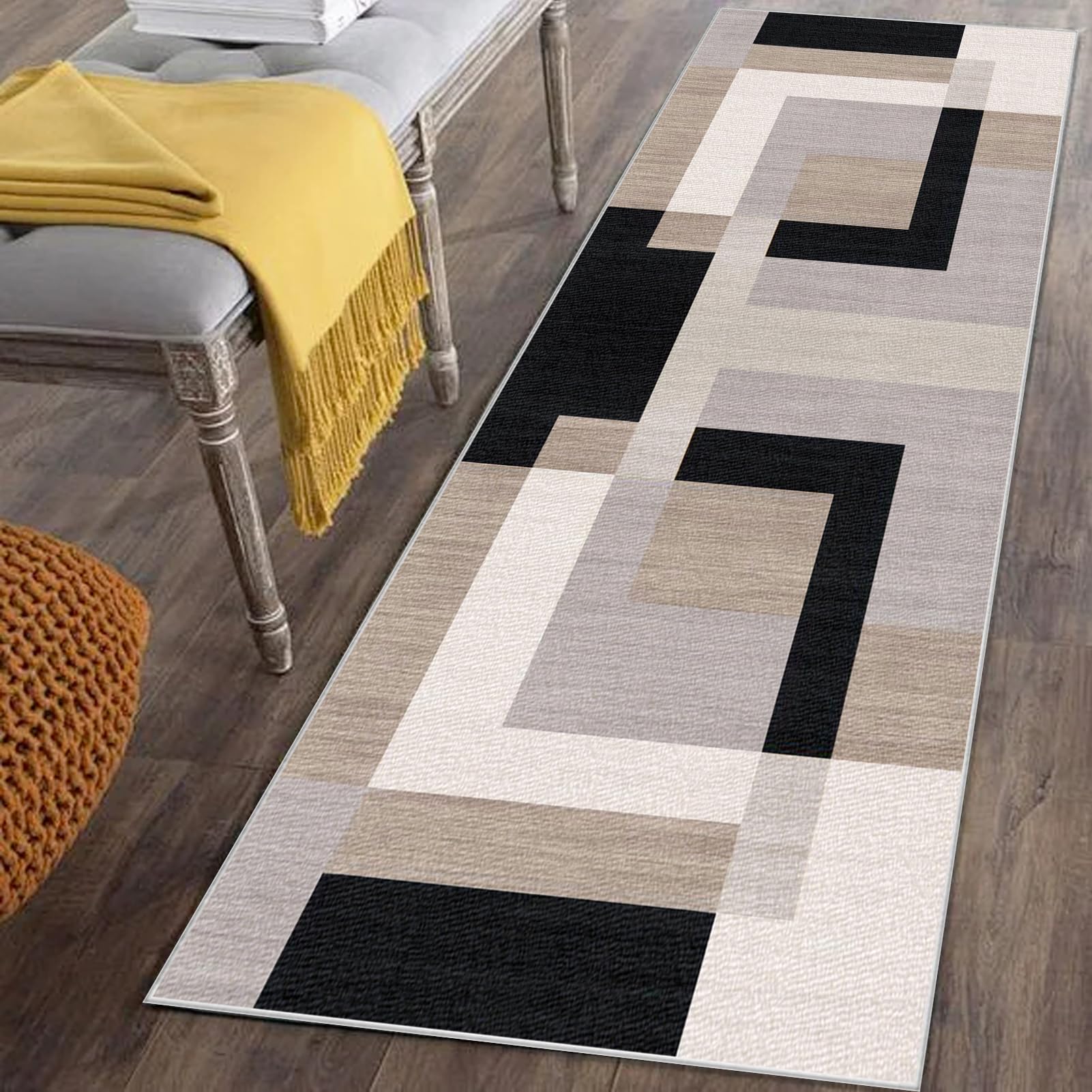 Washable Hallway Runner Rug 60 x 350 cm Non-Slip Kitchen Carpet Runners for Hallways Hall Runner Narrow Rug Kitchen Rugs Absorbent Door Mat Entryway Runner Rug Carpet Floor Mat for Hallways Kitchen