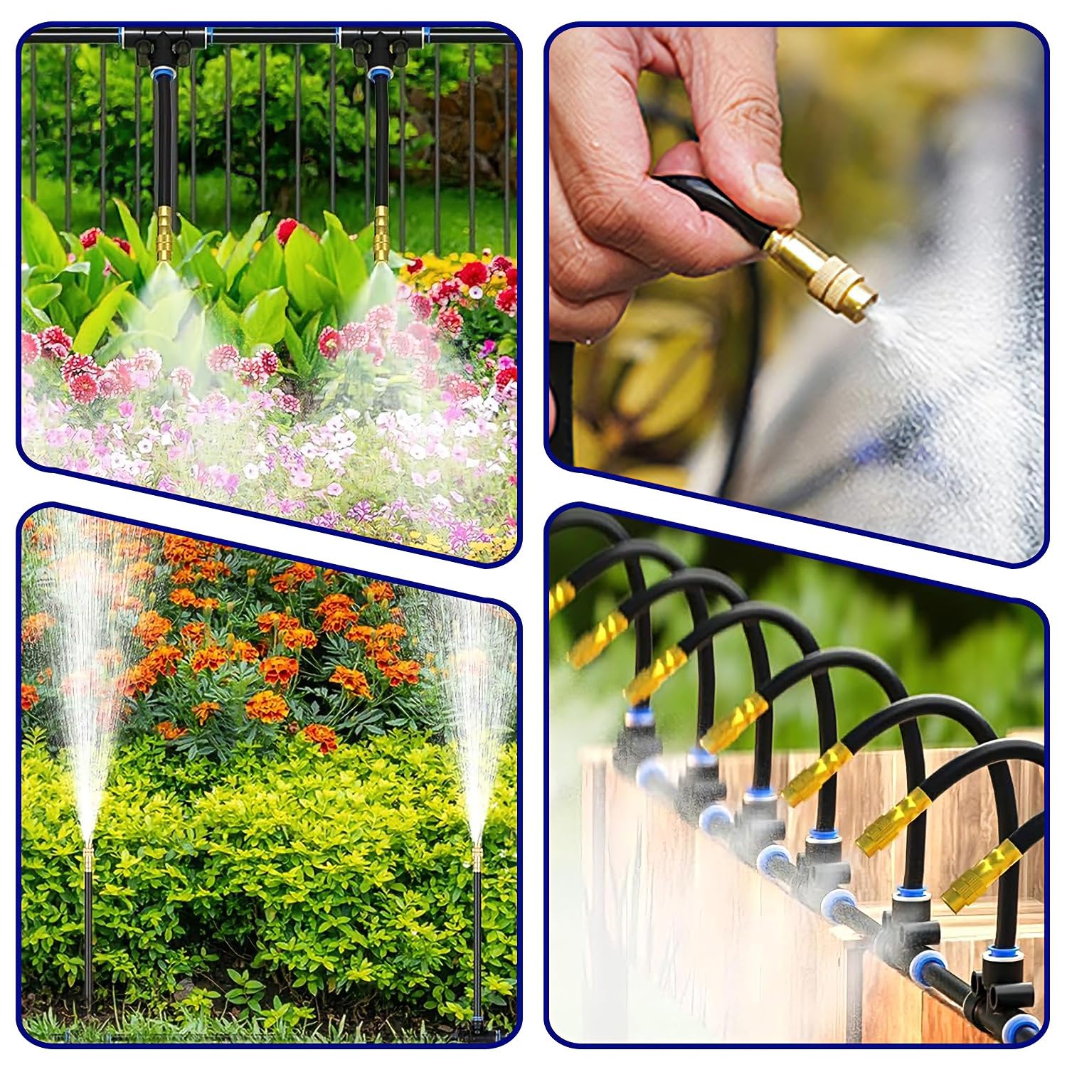 Système Arrosage de Jardin 360°, 10m système d'irrigation automatique à 360°, Système d'irrigation jardin réglable à 360, Kit D'irrigation de Brouillard, pour arrosage des plantes paysagères, jardin