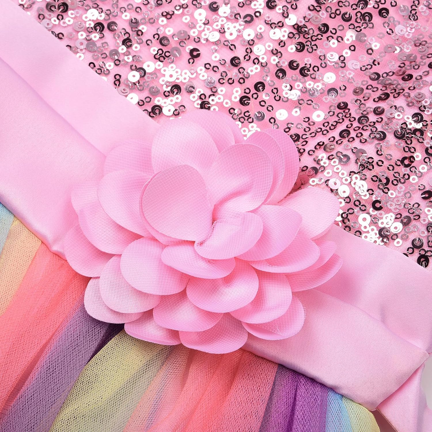 JerrisApparel Flower Girls Sequin Dress Rainbow Tutu Birthday Party Dress Pageant Gown - Image 6