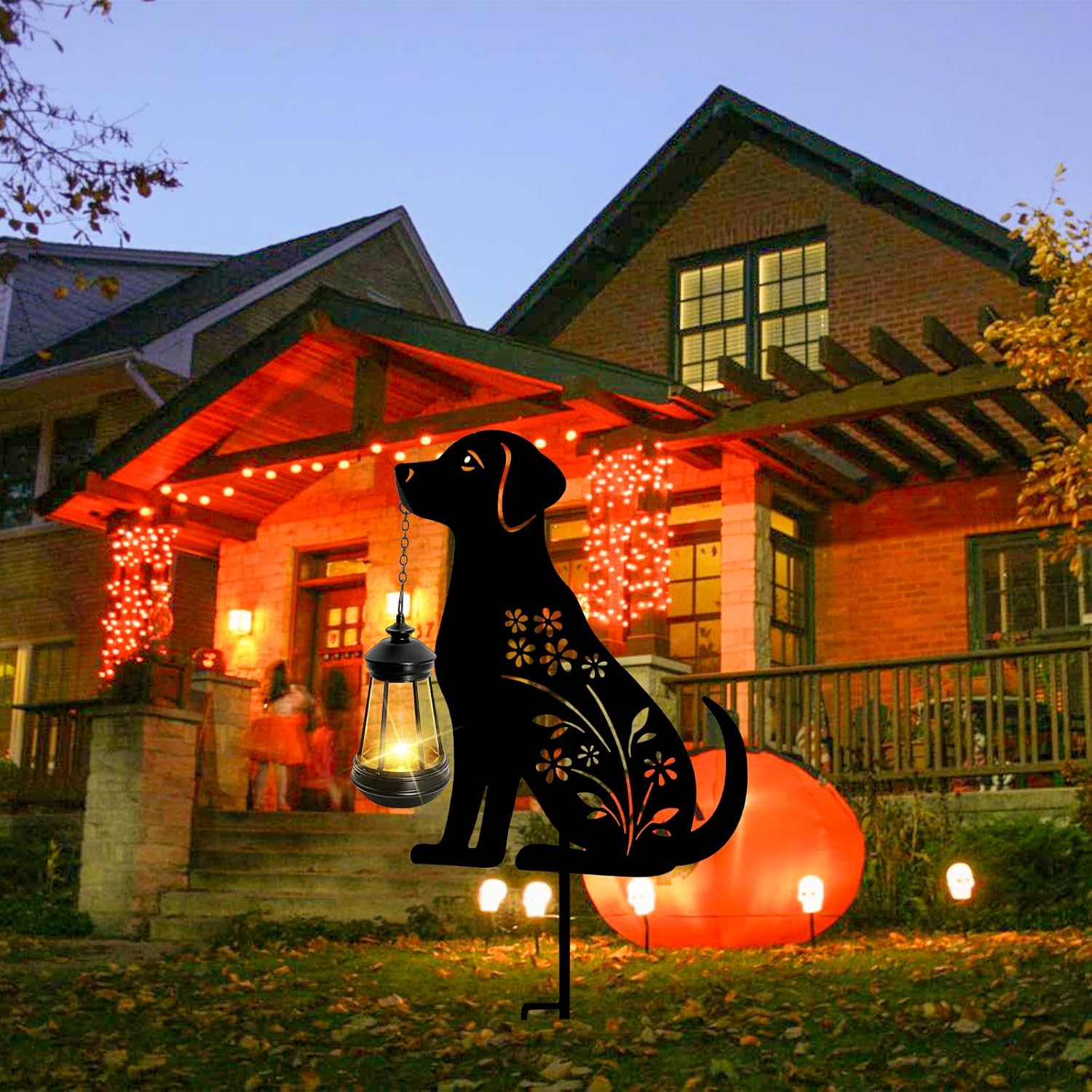 Bshine Dog Solar Light Outdoor Garden Decoration, Waterproof Metal Stake Black Outdoor Statue Lantern, Lawn Ornaments for Yard, Path, Patio, Sculpture Black Dog Gift Halloween Decor Housewarming Gift - Image 5