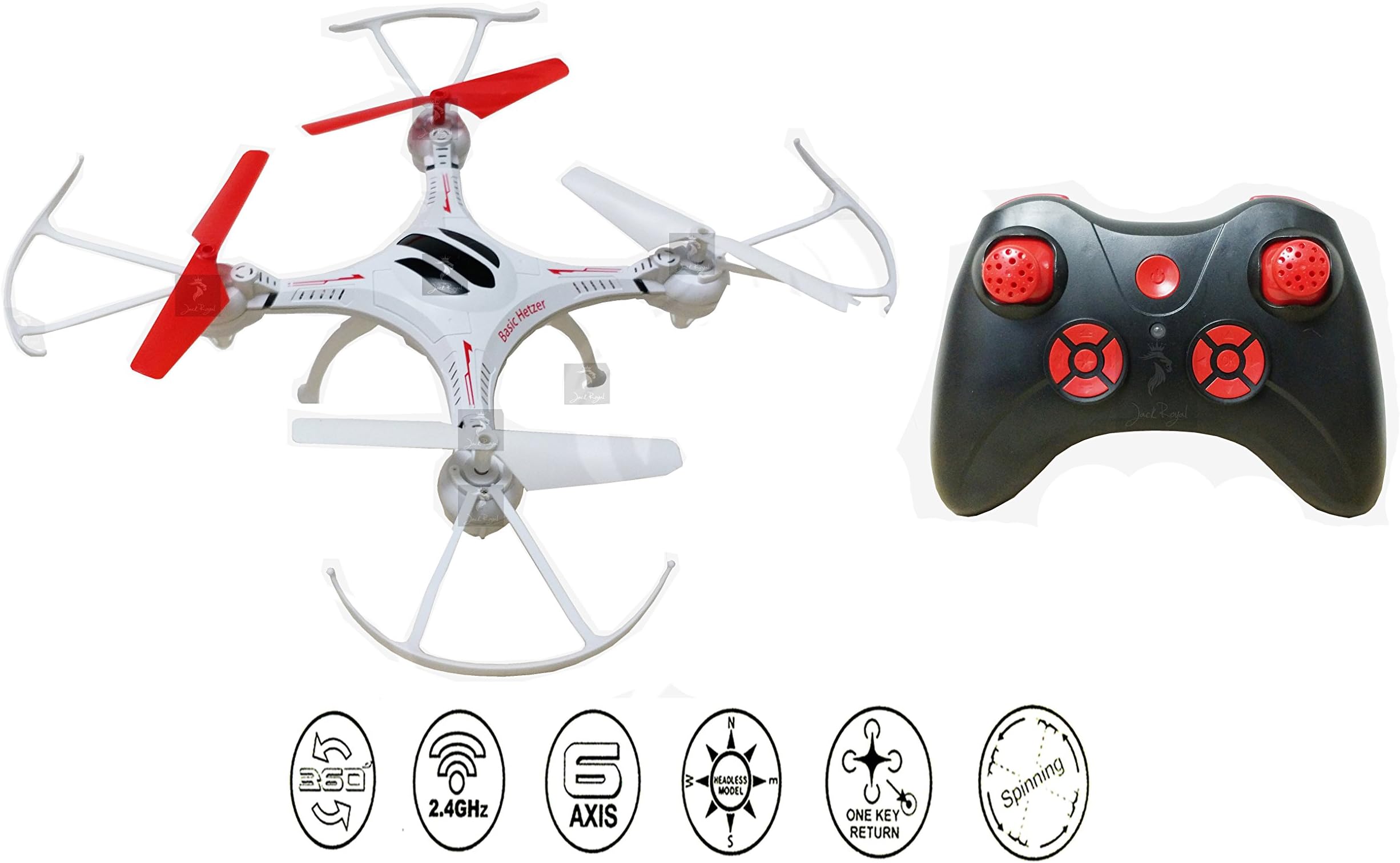 Jack Royal Metal S49 Explore 6 Channel Headless Mode Quadcopter (No Camera Included), 2.4GHz (White)