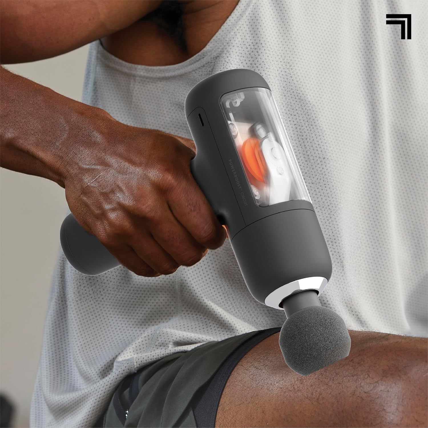 Sharper Image PowerBoost Circuit Massage Gun| Upgraded Deep Tissue Percussion Massager with 6 Speeds| 4 Attachments| Quiet Brushless Motor| Cordless Muscle Recovery Tool with Carry Case