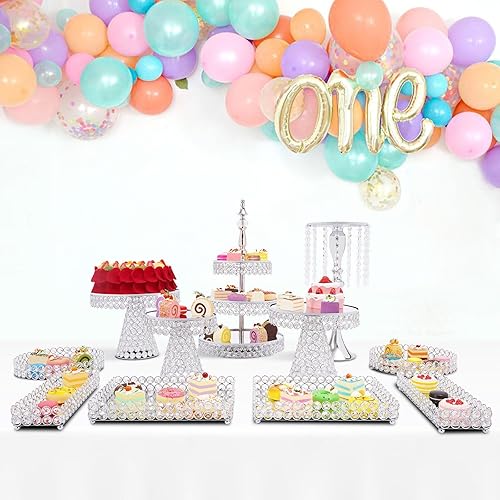 Miniatura 3 de Juego de soporte para tartas, exhibición de platos de postre de magdalenas, soporte dorado para tartas, torre de espejo, soporte para pasteles,