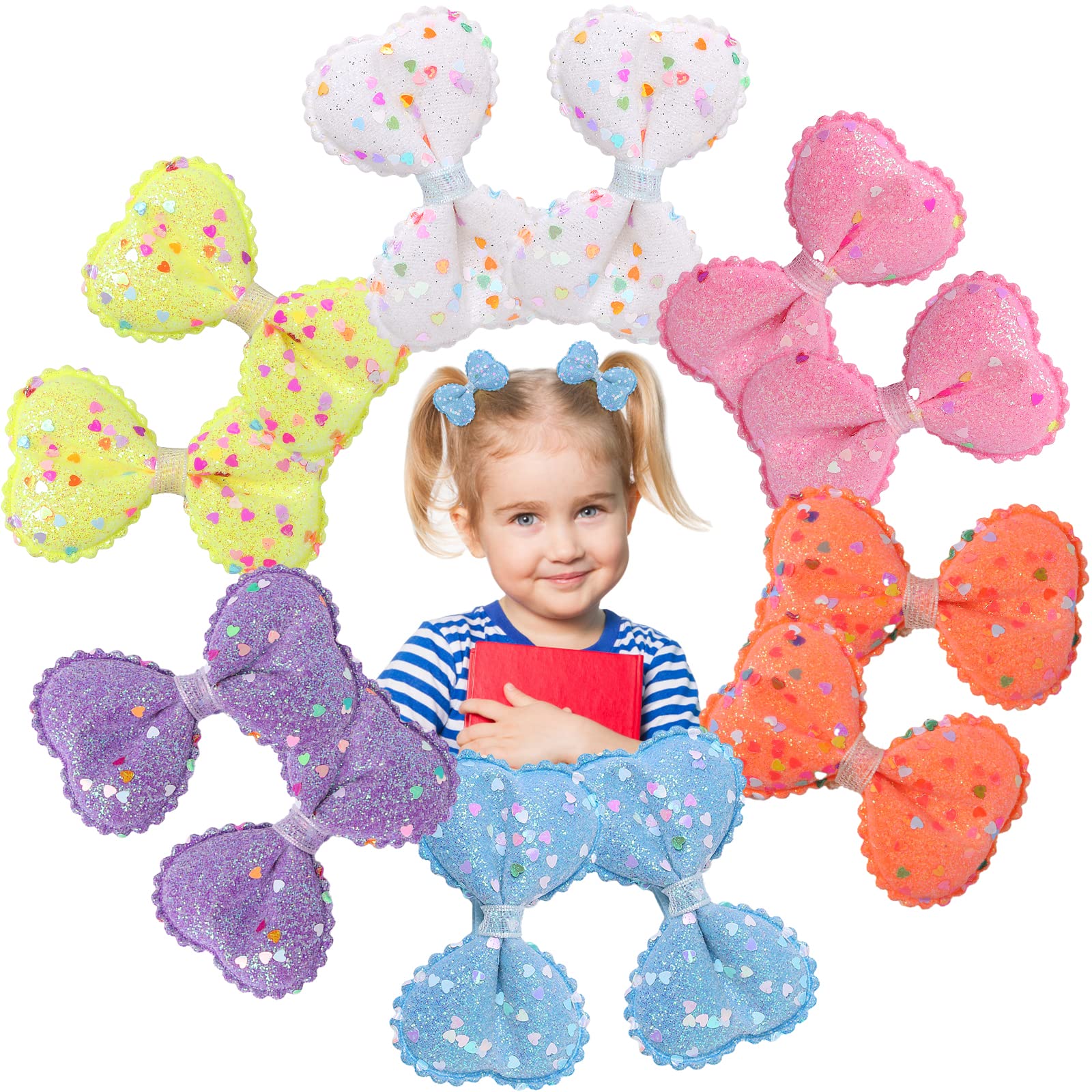 Glitter Hair Bows for Girls,12pcs Sparkly Hair Alligator Clips for Toddler Baby, Sequins Hair Barrettes Hair Accessories