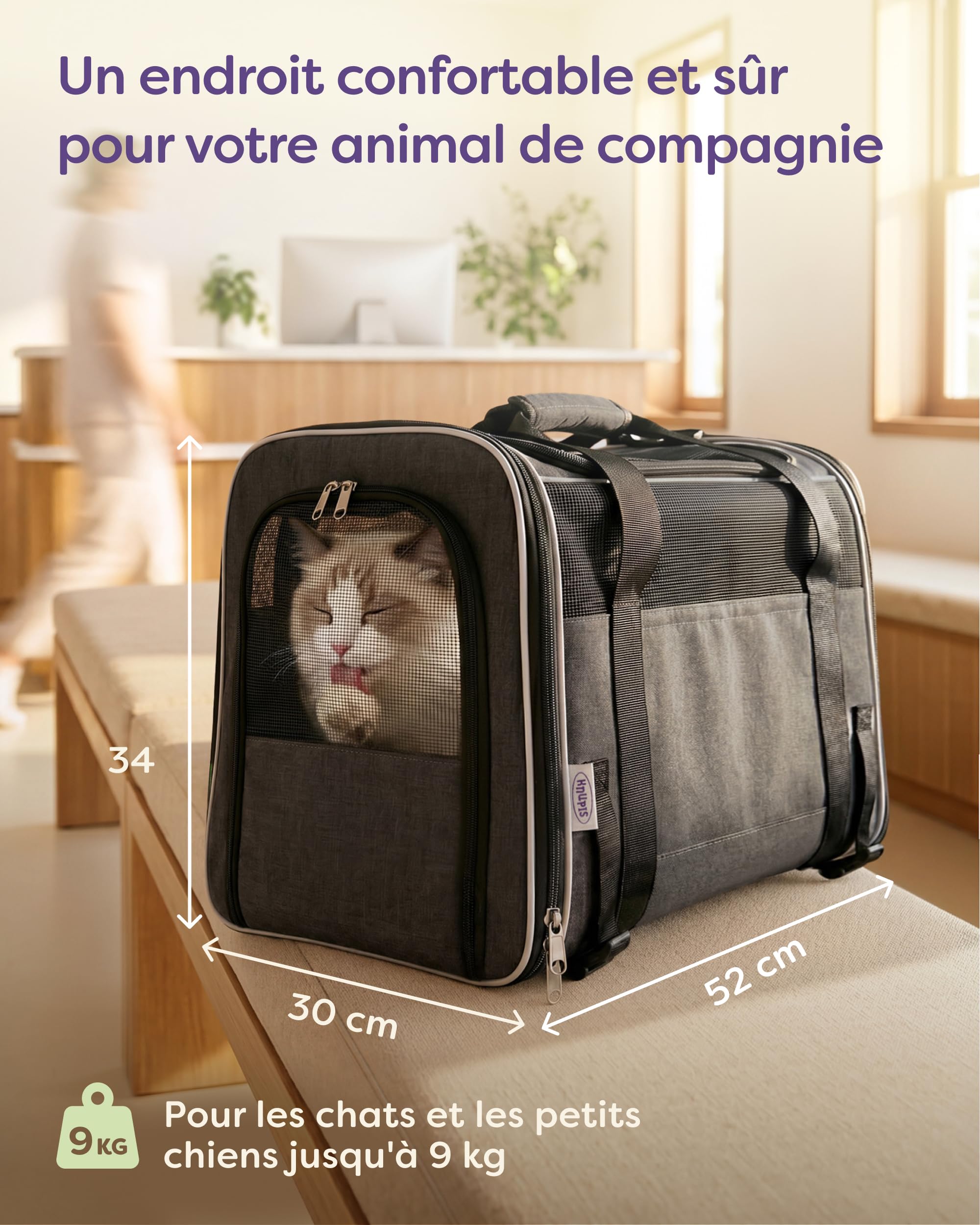 Knupis Sac Transport pour Chats & Petits Chiens Jusqu'à 9kg