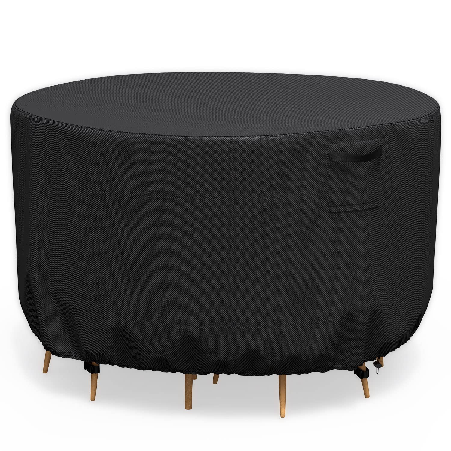 Mrrihand Patio Furniture Cover, Round Patio Table Cover, Heavy Duty Oxford Waterproof and UV Resistant Suitable for Outdoor Furniture Set, Large Outdoor Table Chair Set Cover, 62"DIAx28"H, Black