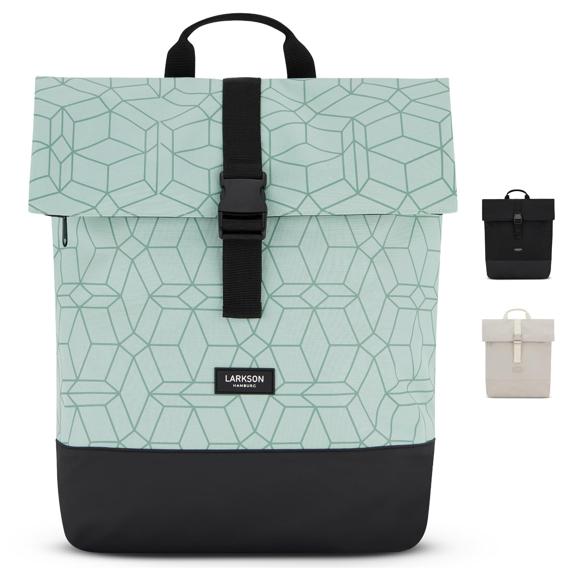 LARKSON Mochila Mujer y Hombre Verde - Tammo - Para Portátiles - Trabajo, Universidad y Viaje - Backpack Enrollable y Ligero - Repelente al Agua