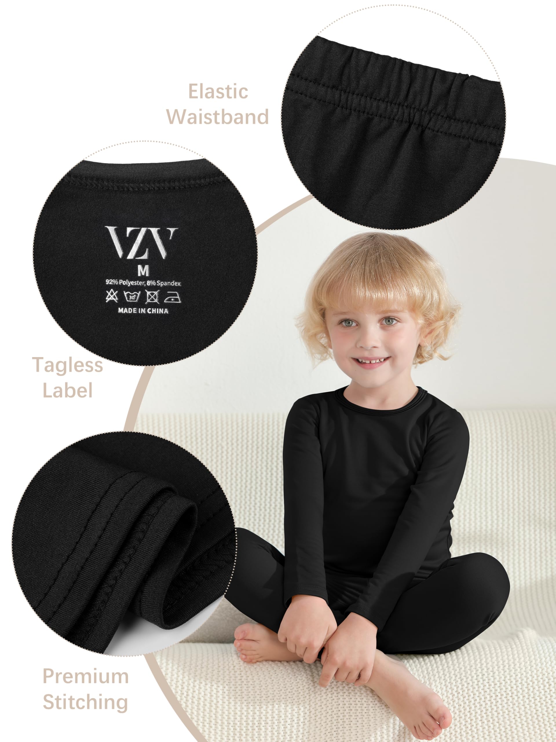VZV 2T-6Y - Conjunto de ropa interior térmica para niños pequeños, capa