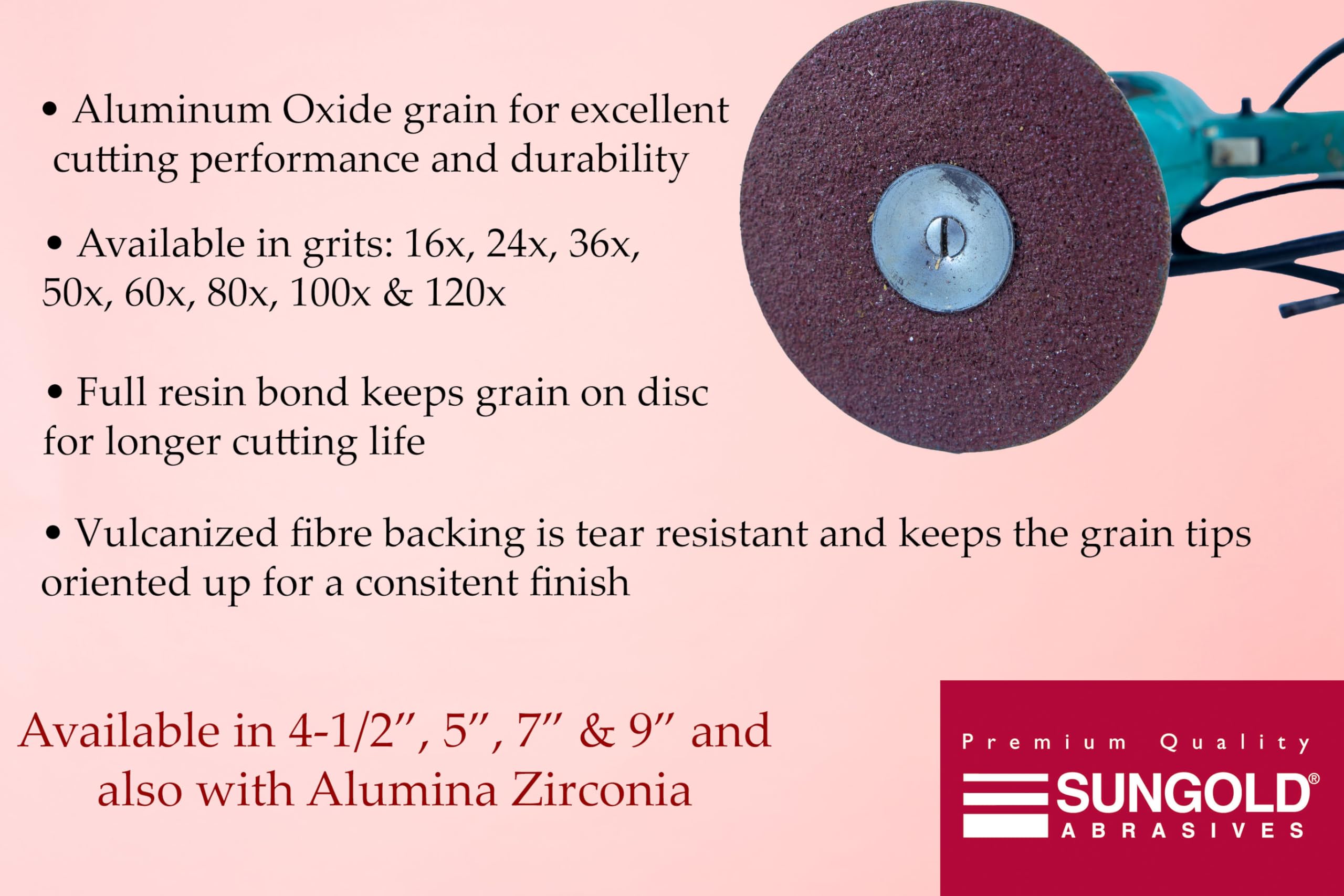 SunGold 36 Grit Aluminum Oxide Fiber Discs (25 Pack) -3