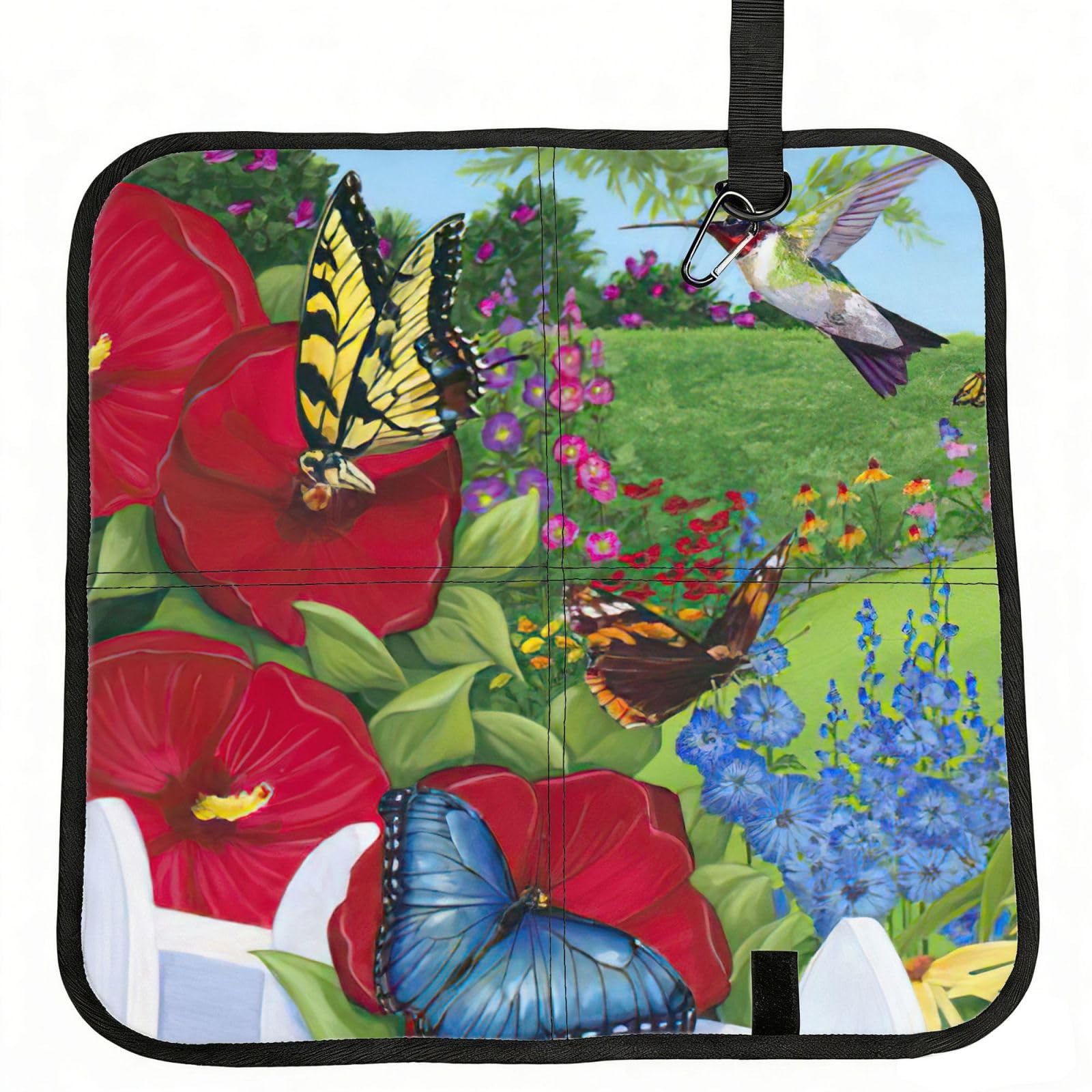 bghdfa Bird Butterfly Flower Print Outdoor Sitting Mat Waterproof Oxford Cloth Seat Cushion Folding Foam Camping Seat For Picnic