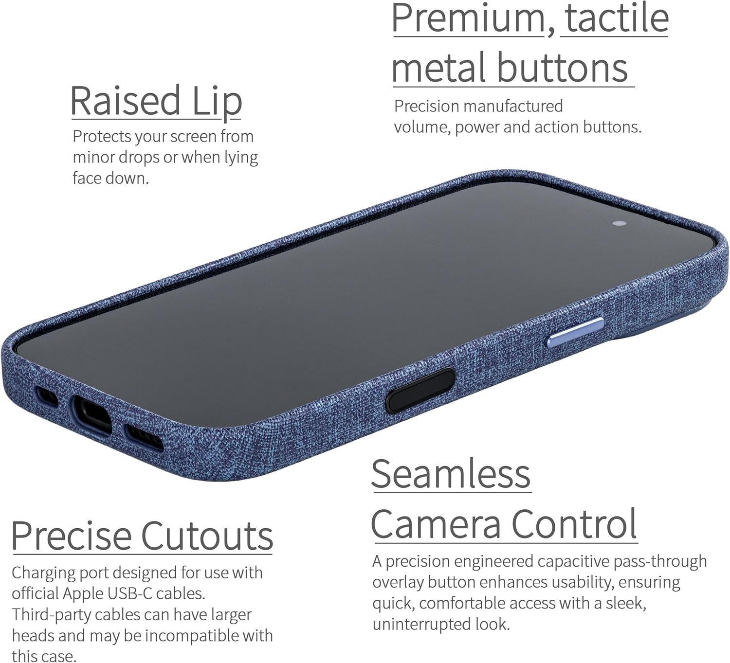 Dockem Faux Leather Case for iPhone 17 Compatible with MagSafe, with Capacitive Camera Control Button (MSVL, Blue)