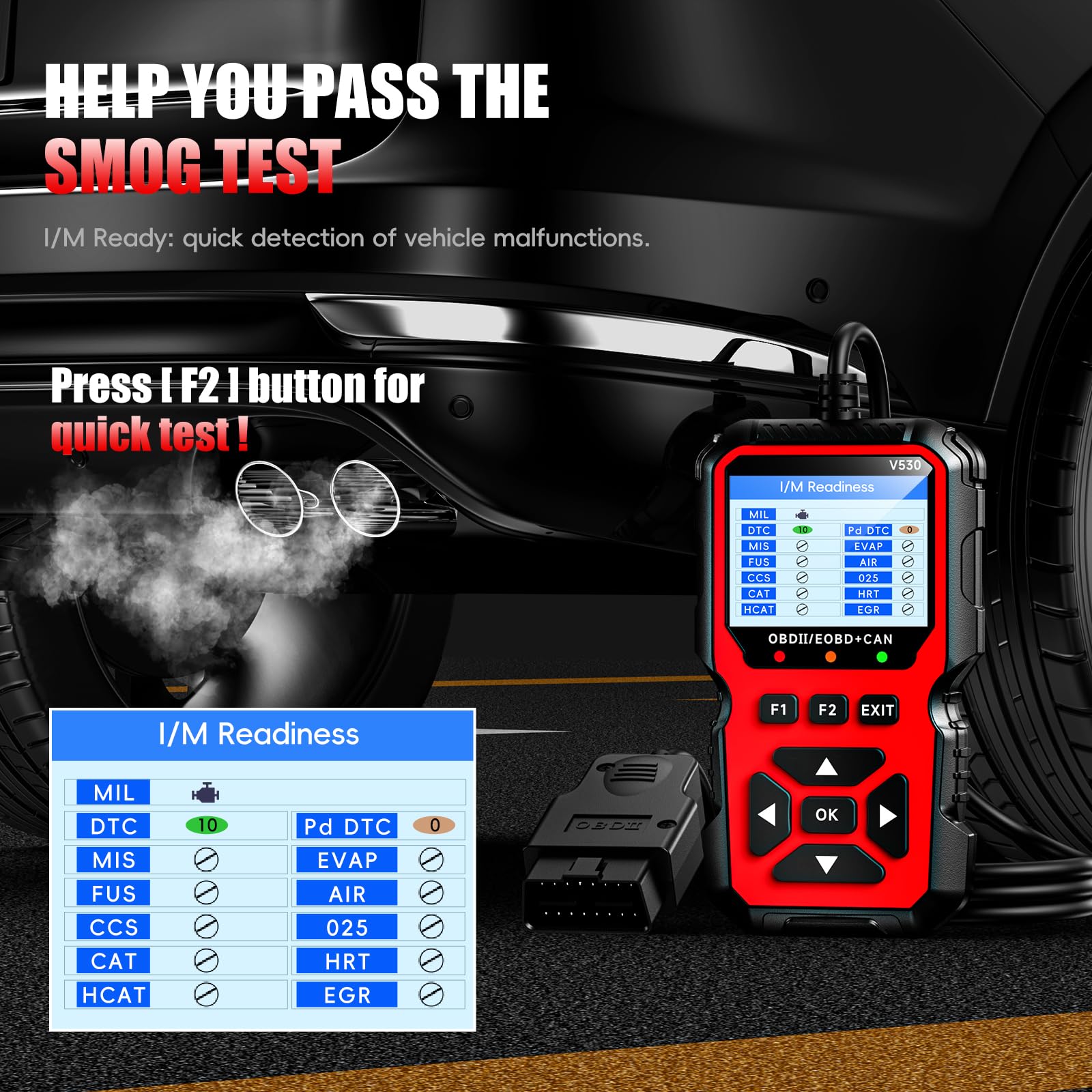OBD2 Diagnosis Coche Multimarca,OBD Scanner,Maquina de Diagnosis para Coche Apoya Español,Lector de Código para Coche,Compatible BMW Mercedes Audi Vehículos OBDII (Rojo)