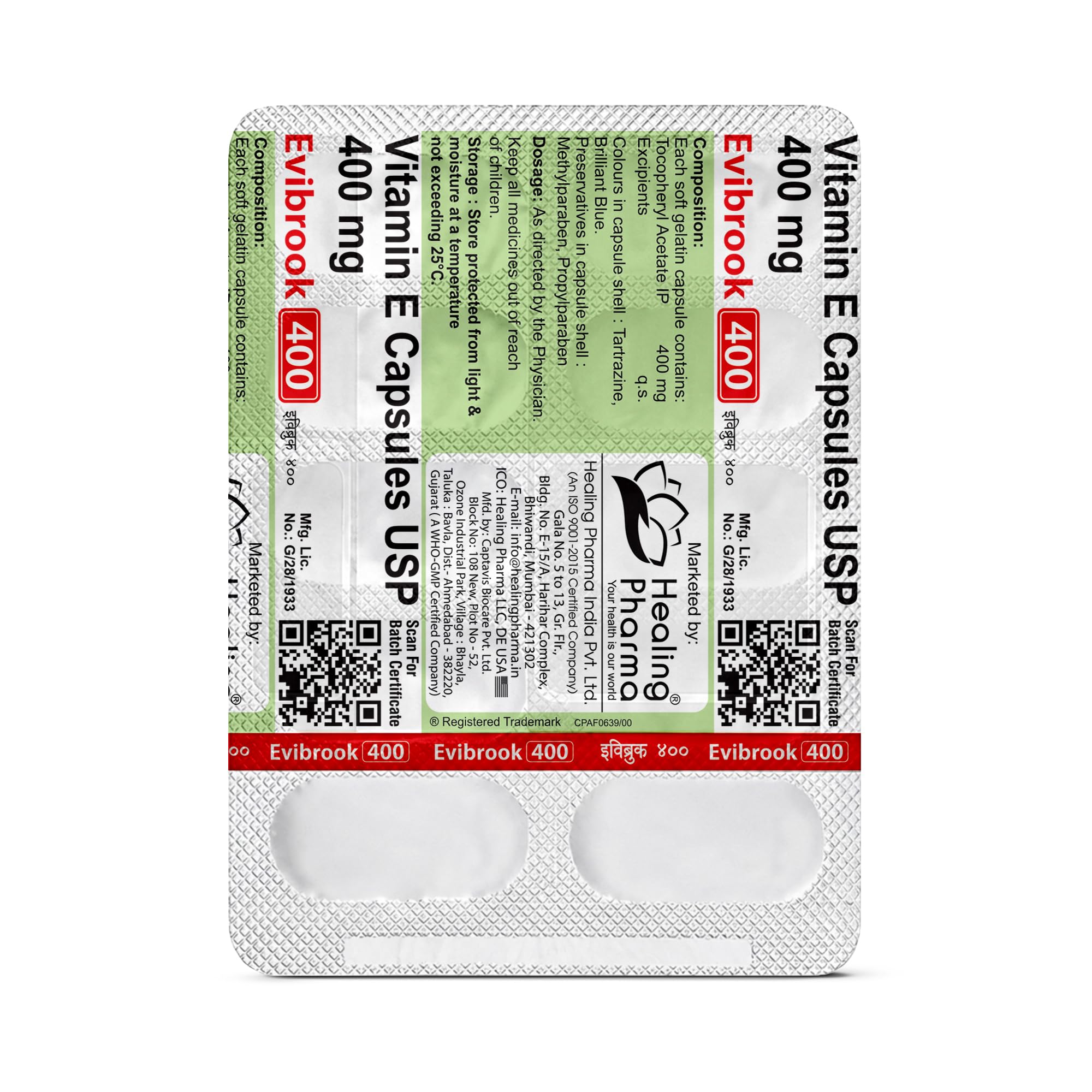 Healing Pharma - Evibrook 400 mg Vitamin E Capsule for Face, Skin and Hair | Vitamin E Supplements for Men and Women - 10 Caps x 4 Strip — Amazon image 7