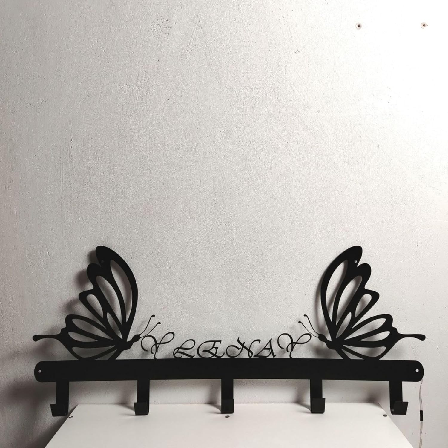 Custom Butterfly Metal Key Holder with Name, Butterflies Wall Art Hooks, Coats Rack, Entryway Coat Hook Hanger for Mom Girls Valentines Mother's Day