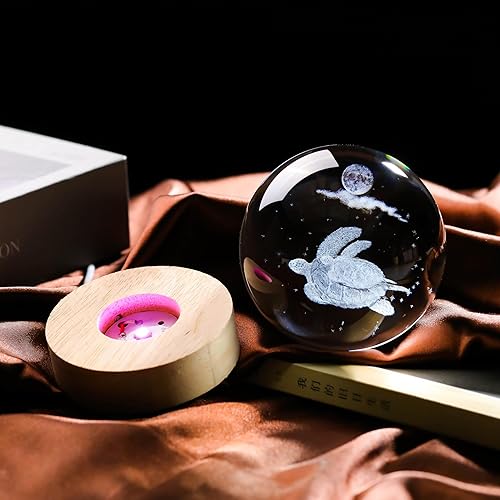 Miniatura 4 de Bola de cristal de tortuga marina 3D de 3.14 pulgadas, figura de tortuga, decoración de animales de cristal para mujeres, aniversario, regalo de