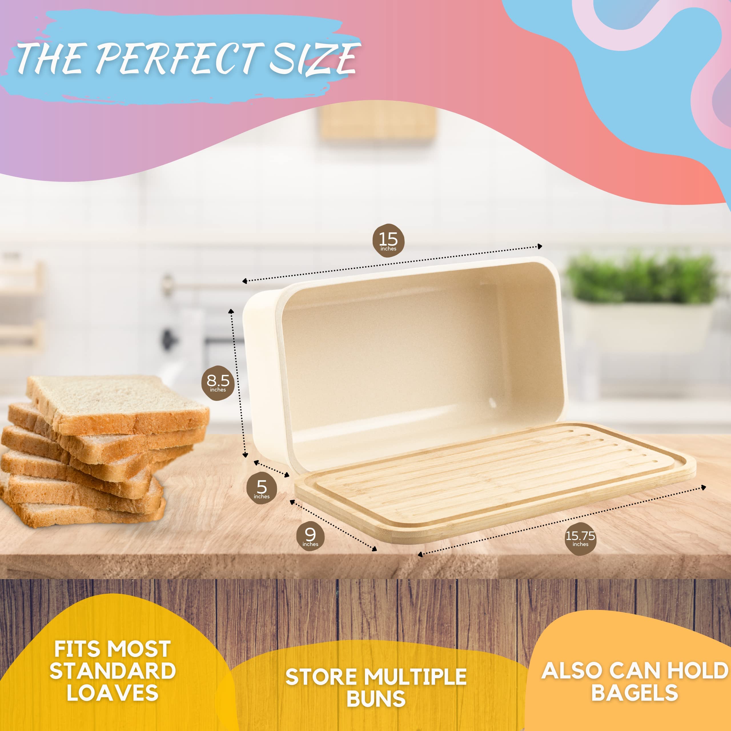 White Bread Box Kitchen Countertop Large Bread Storage Container Bread