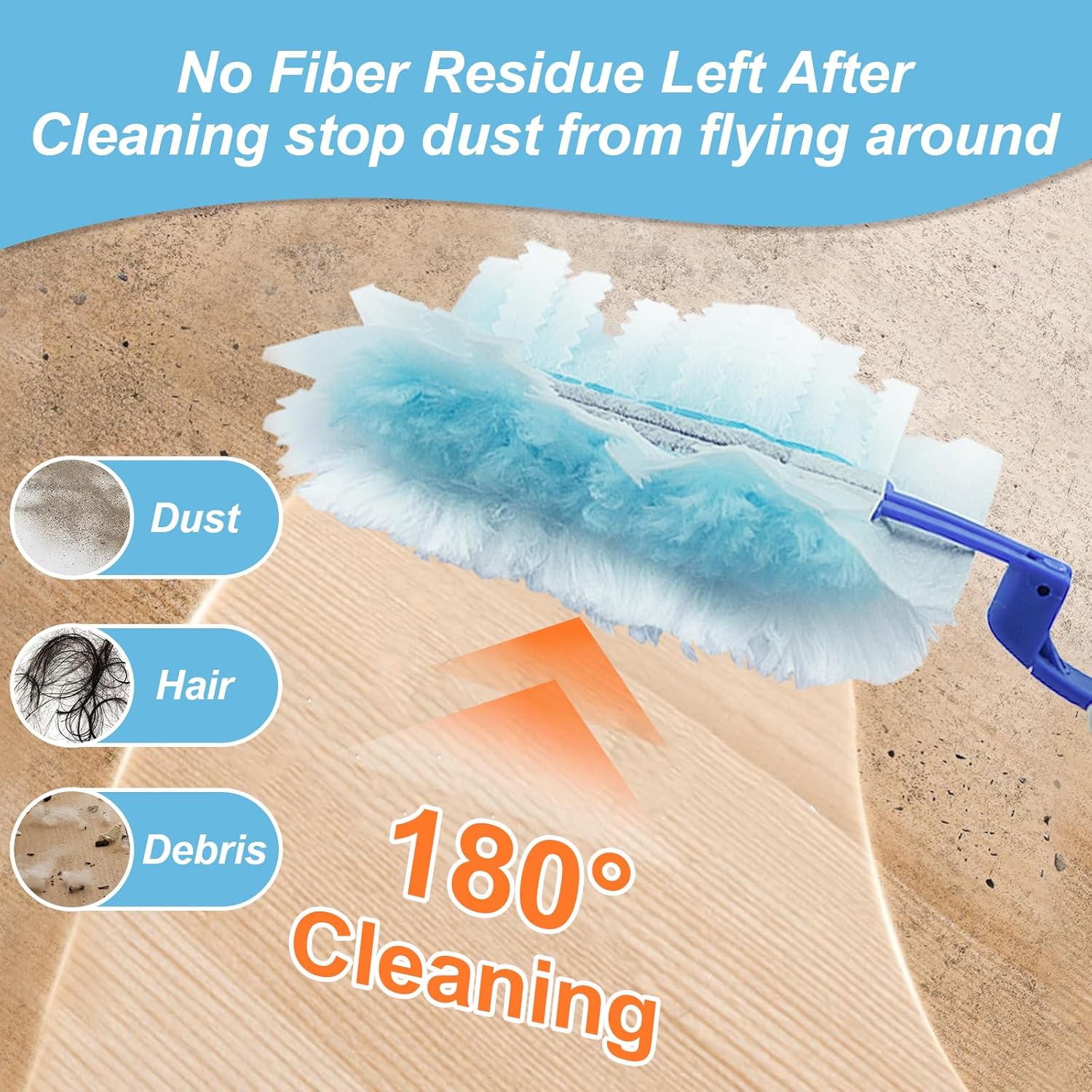 50 Count Duster Refills Kit for Swiffe Duster, One-Sided Electrostatic Duster with 2 Handles, Heavy Duty Dusters Refills Replacement for Cleaning Home, Blinds, Fans, Corners