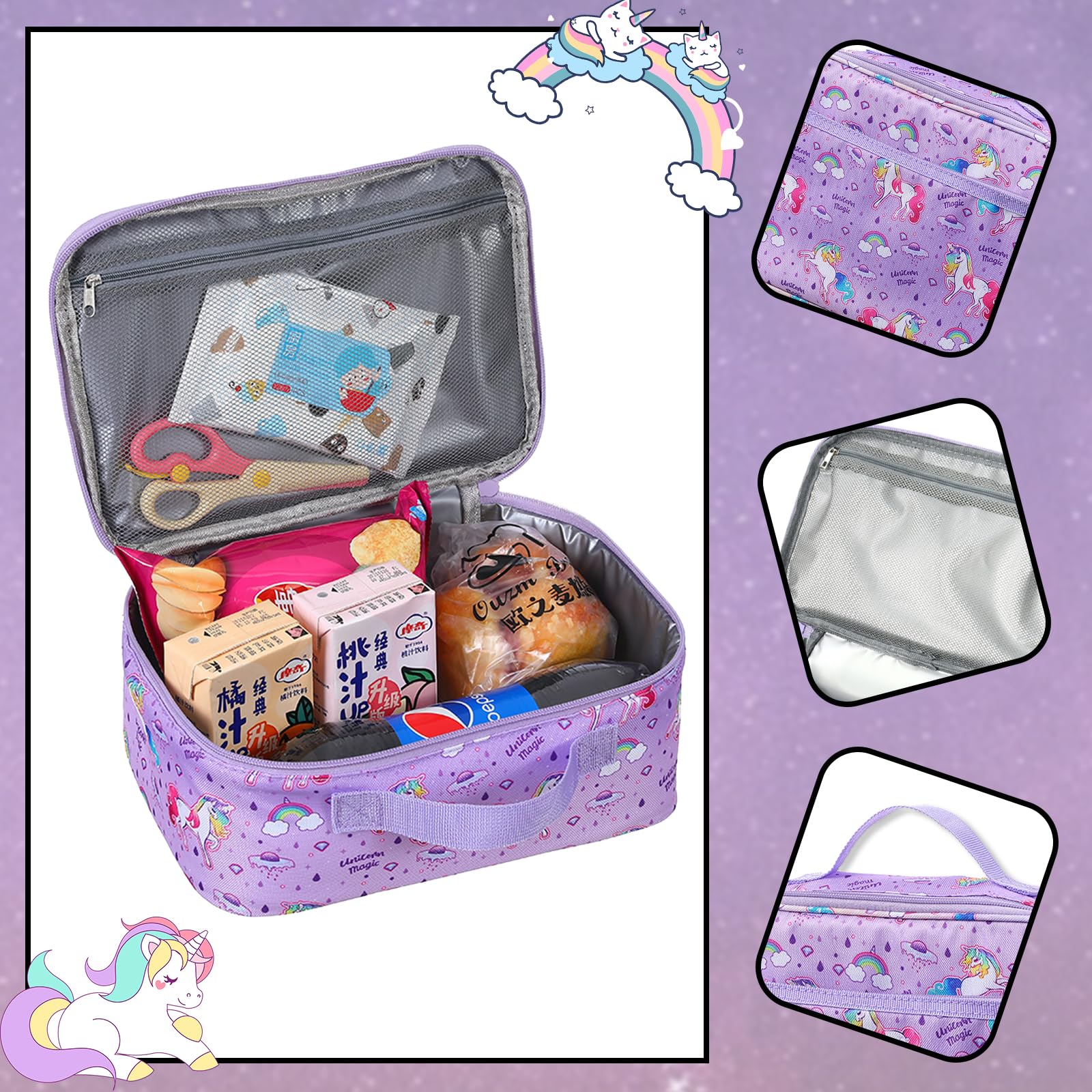 Borsa Termica Per Pranzo Bambini - Viola, Isolante E Pratica Per Scuola E Picnic