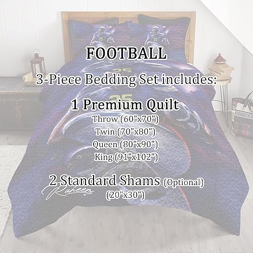 Miniatura 5 de Juego de cama de fútbol para niños, edredón de fútbol de tamaño matrimonial, edredón de fútbol americano para dormitorio, juego de edredón deportivo