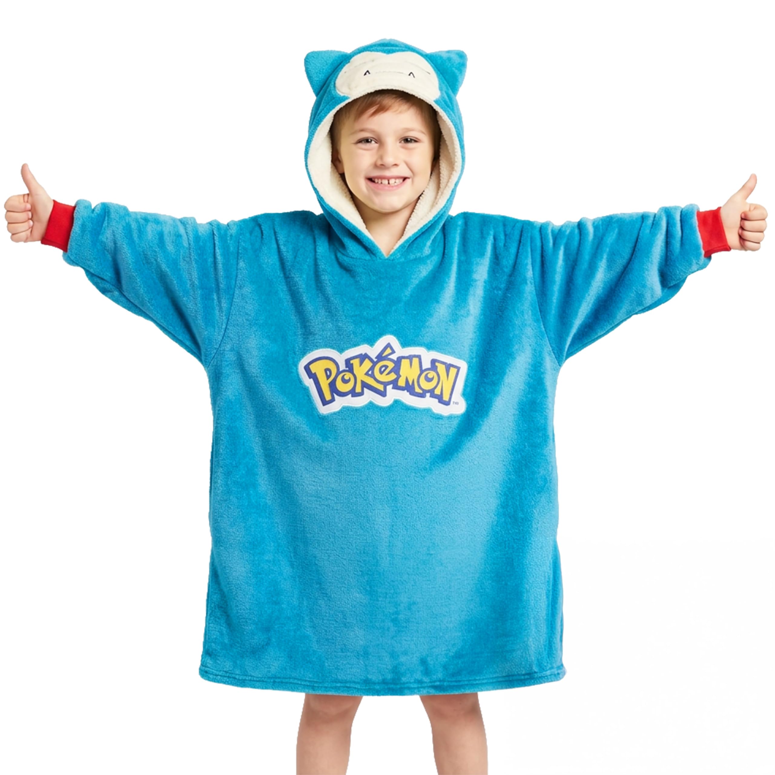 Pokémon Sweat à Capuche Oversize Enfant, Pikachu Gengar Sweat Plaid Polaire Chaud avec ou sans Sac Intégré, Poncho Doux