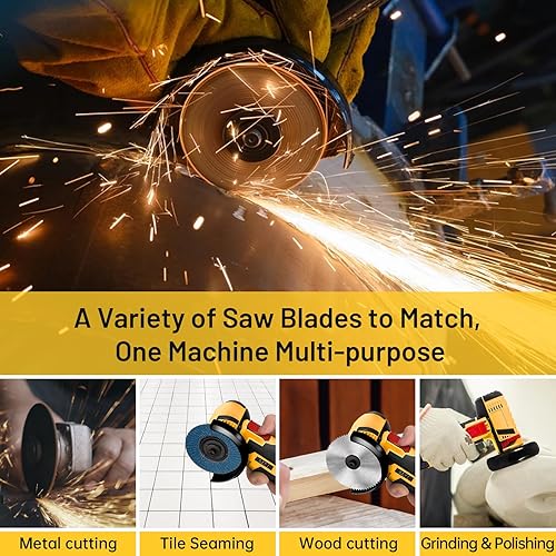 Miniatura 4 de Amoladora Angular Inalámbrica, Mini Amoladora Angular 19500RPM con 7 Discos de Corte y 2 Baterías, Herramienta de Molienda de Batería Pequeña de